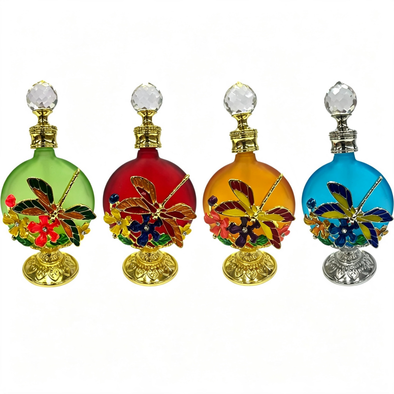 4pcs Crystal Perfume Essential Oil Bottle 30ml D9342 4pcs كريستال عطر زجاجة الزيوت الأساسية 30 مل D9342