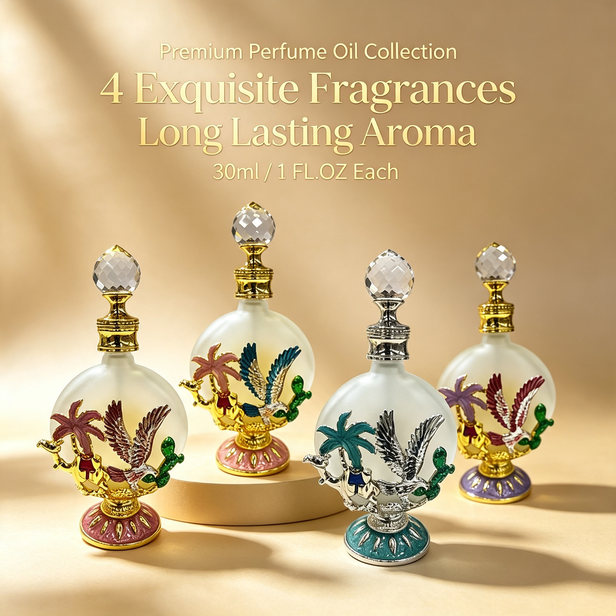 4pcs Crystal Perfume Essential Oil Bottle 30ml D9360   4pcs كريستال عطر زجاجة الزيوت الأساسية 30 مل D9360