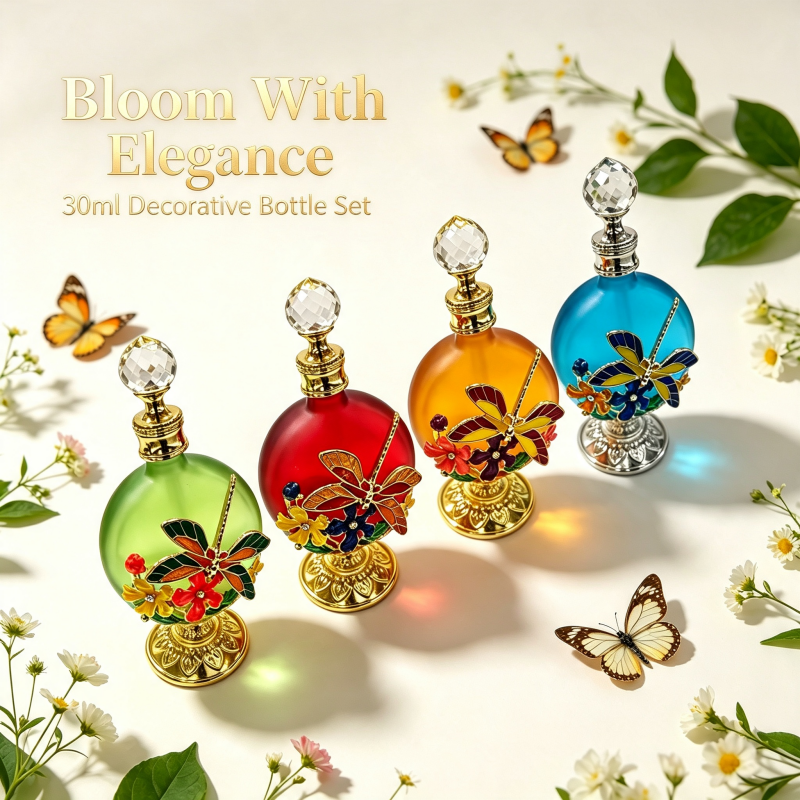 4pcs Crystal Perfume Essential Oil Bottle 30ml D9342   4pcs كريستال عطر زجاجة الزيوت الأساسية 30 مل D9342