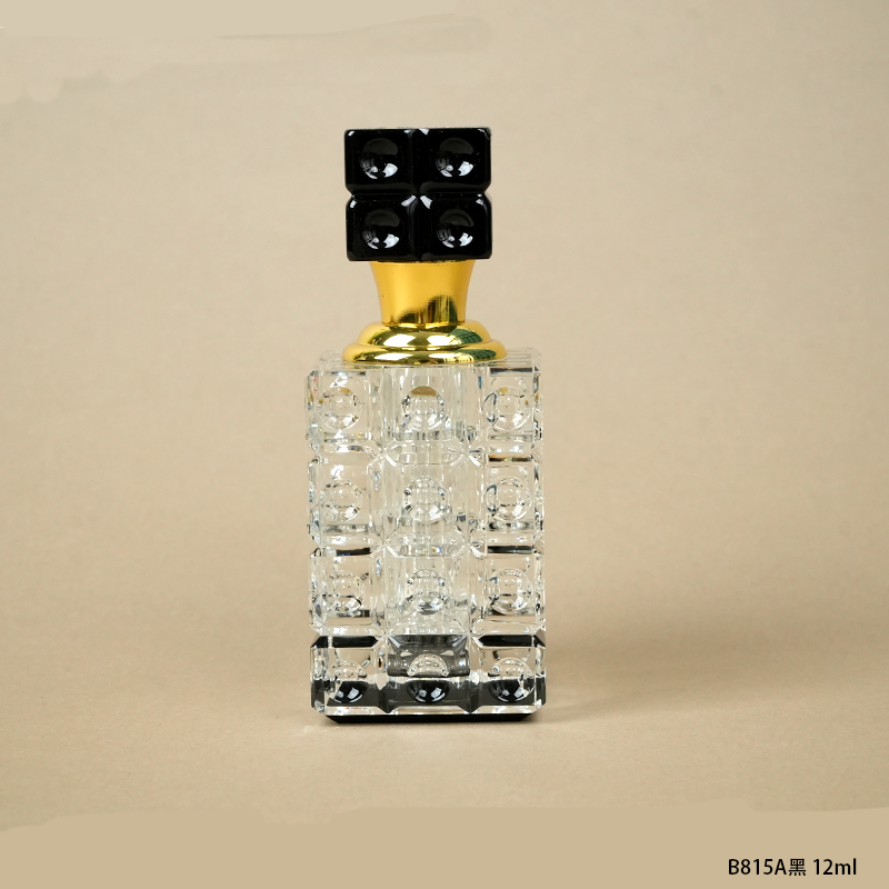 1pcs Crystal Perfume Essential Oil Bottle 12ml B815A-BLACK   1pcs كريستال عطر زجاجة الزيوت الأساسية 12ml B815A- أسود