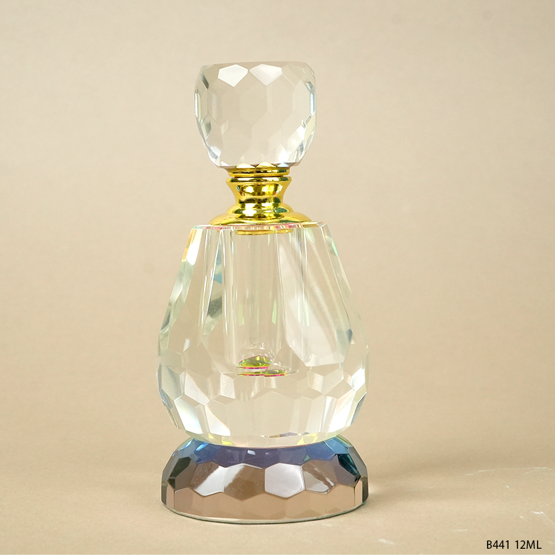 1pcs Crystal Perfume Essential Oil Bottle 12ml B441 زجاجة زيت كريستالية فارغة بسعة 12 مل، زجاجة عطور زيتية فارغة، زجاجة عطر زيت عطري قابلة لإعادة التعبئة، زجاجة زيت بسعة 12 مل.