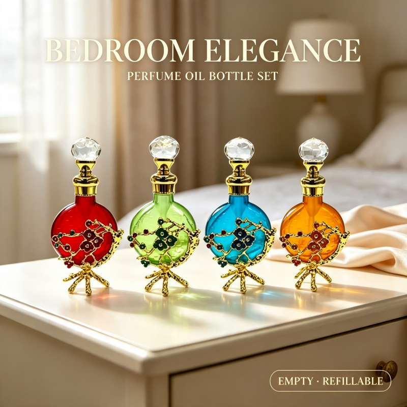 4pcs Crystal Perfume Essential Oil Bottle 10ml D9351   4pcs كريستال عطر زجاجة الزيوت العطرية 10 مل D9351