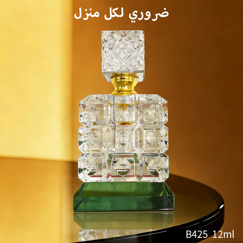 1pcs Crystal Perfume Essential Oil Bottle 12ml B425 زجاجة زيت كريستالية فارغة بسعة 12 مل، زجاجة عطور زيتية فارغة، زجاجة عطر زيت عطري قابلة لإعادة التعبئة، زجاجة زيت بسعة 12 مل.