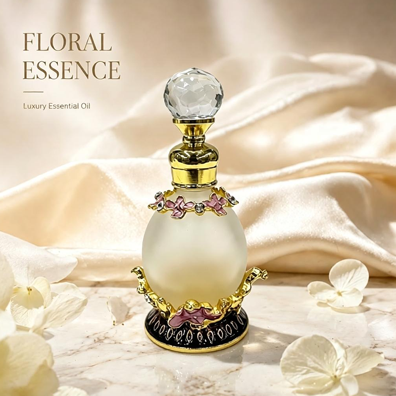 4pcs Crystal Perfume Essential Oil Bottle 15ml D9340  4pcs كريستال عطر زجاجة الزيوت الأساسية 15 مل D9340