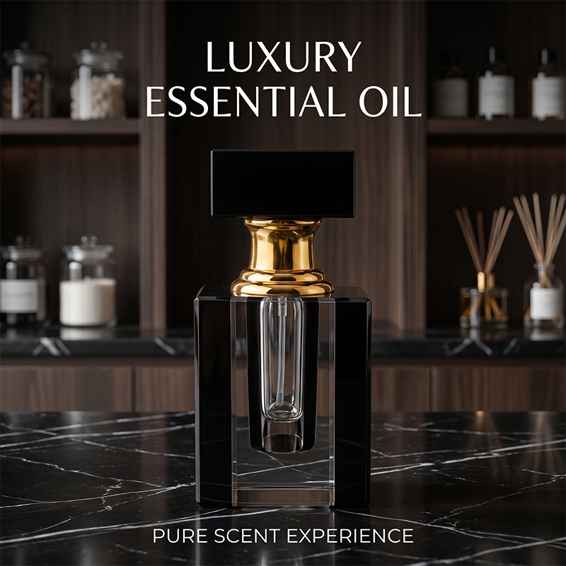 1pcs Crystal Perfume Essential Oil Bottle 12ml B811C-black   - أسود12ml B811C زجاجة الزيوت العطر الكريستال 1pcs
