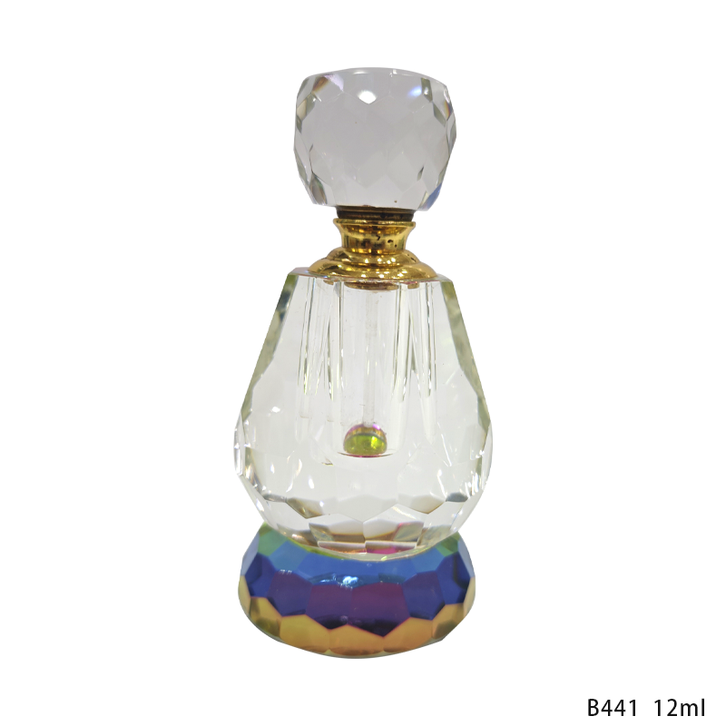 1pcs Crystal Perfume Essential Oil Bottle 12ml B441 زجاجة زيت كريستالية فارغة بسعة 12 مل، زجاجة عطور زيتية فارغة، زجاجة عطر زيت عطري قابلة لإعادة التعبئة، زجاجة زيت بسعة 12 مل.
