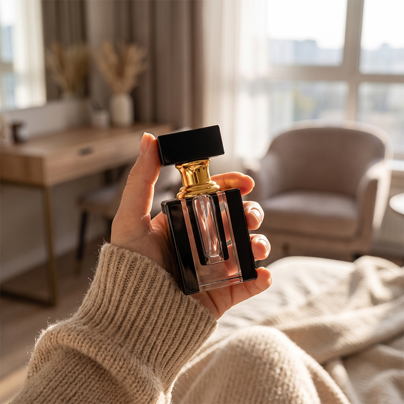 1pcs Crystal Perfume Essential Oil Bottle 12ml B811C-black   - أسود12ml B811C زجاجة الزيوت العطر الكريستال 1pcs
