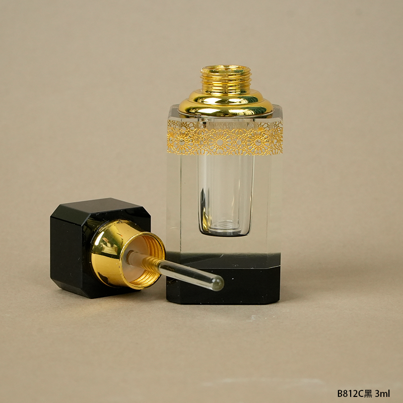1pcs Crystal Perfume Essential Oil Bottle 3ml B812C-BLACK   1pcs زجاجة الزيوت العطر الكريستال 3ml B812C- أسود