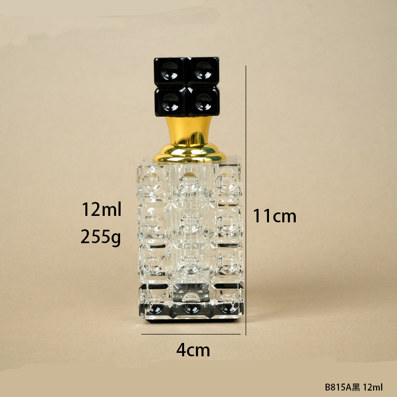 1pcs Crystal Perfume Essential Oil Bottle 12ml B815A-BLACK   1pcs كريستال عطر زجاجة الزيوت الأساسية 12ml B815A- أسود