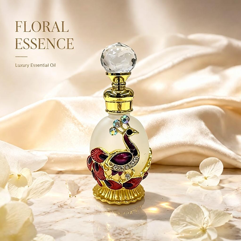 4pcs Crystal Perfume Essential Oil Bottle 15ml D9349   4pcs كريستال عطر زجاجة الزيوت الأساسية 15 مل D9349