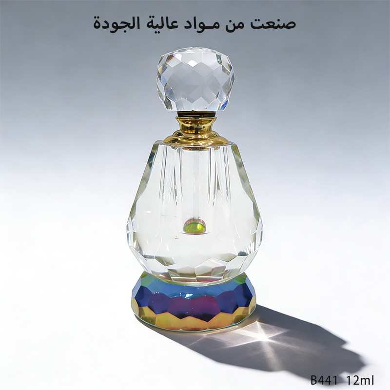 1pcs Crystal Perfume Essential Oil Bottle 12ml B441 زجاجة زيت كريستالية فارغة بسعة 12 مل، زجاجة عطور زيتية فارغة، زجاجة عطر زيت عطري قابلة لإعادة التعبئة، زجاجة زيت بسعة 12 مل.