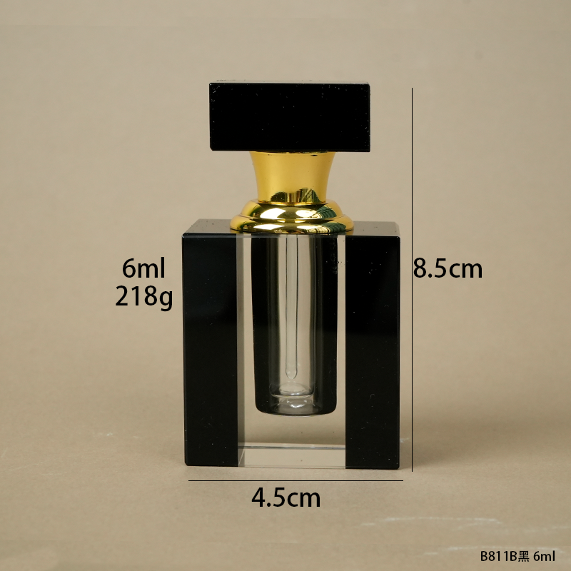 1pcs Crystal Perfume Essential Oil Bottle 6ml B811B-BLACK   1pcs كريستال عطر زجاجة الزيوت العطرية 6ml B811B- أسود
