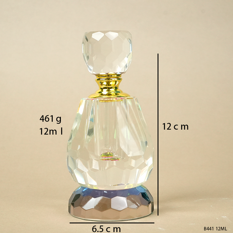 1pcs Crystal Perfume Essential Oil Bottle 12ml B441 زجاجة زيت كريستالية فارغة بسعة 12 مل، زجاجة عطور زيتية فارغة، زجاجة عطر زيت عطري قابلة لإعادة التعبئة، زجاجة زيت بسعة 12 مل.
