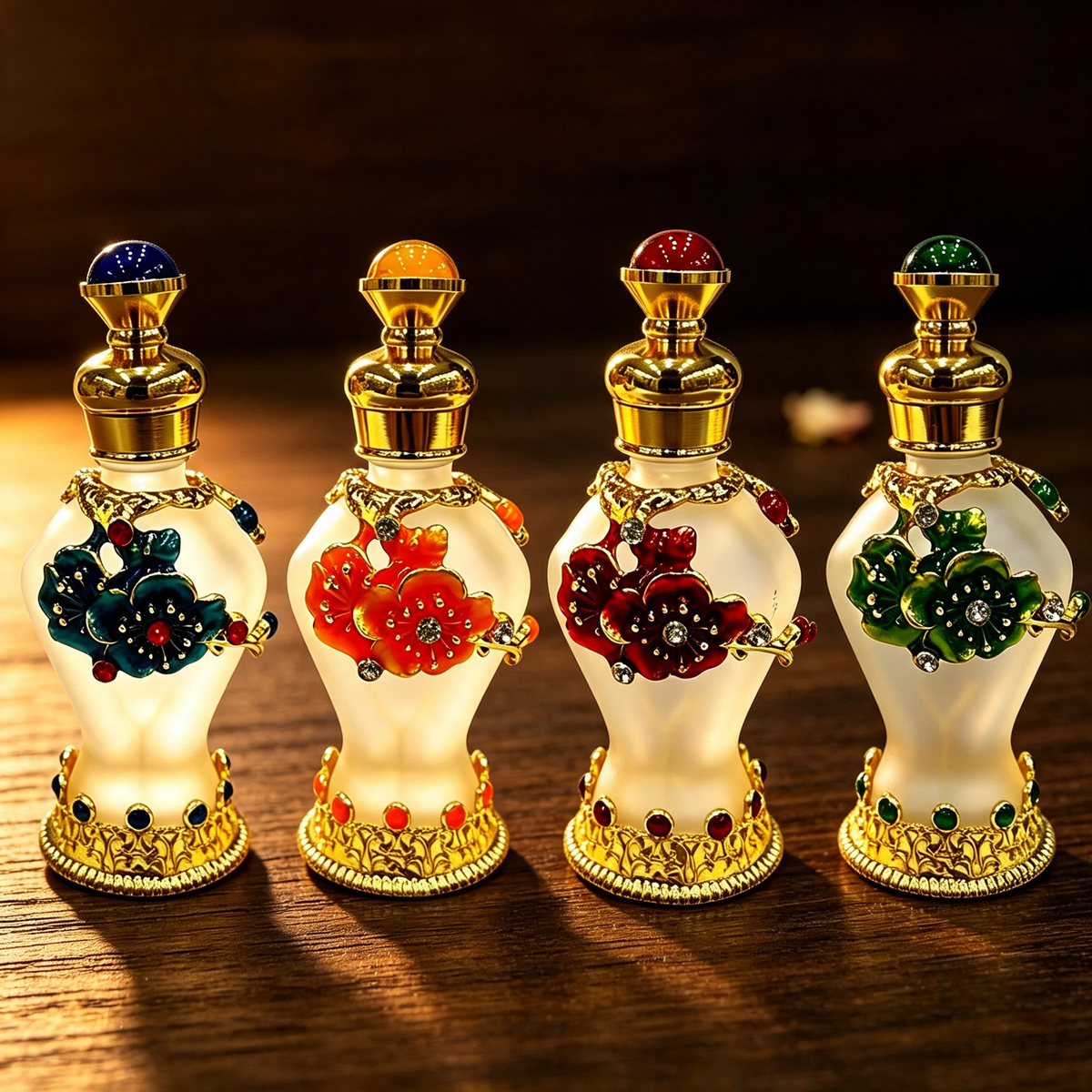 4pcs Crystal Perfume Essential Oil Bottle 8ml D9354  4pcs كريستال عطر زجاجة الزيوت الأساسية 8 مل D9354