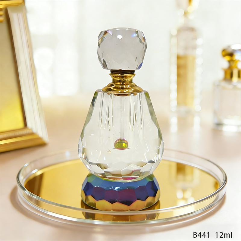 1pcs Crystal Perfume Essential Oil Bottle 12ml B441 زجاجة زيت كريستالية فارغة بسعة 12 مل، زجاجة عطور زيتية فارغة، زجاجة عطر زيت عطري قابلة لإعادة التعبئة، زجاجة زيت بسعة 12 مل.
