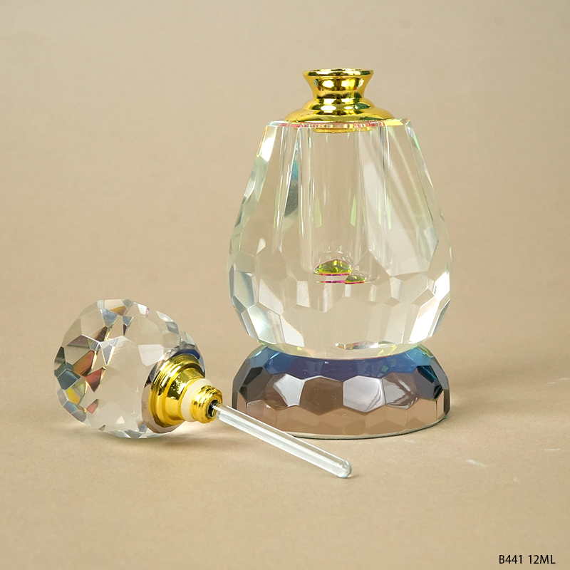 1pcs Crystal Perfume Essential Oil Bottle 12ml B441 زجاجة زيت كريستالية فارغة بسعة 12 مل، زجاجة عطور زيتية فارغة، زجاجة عطر زيت عطري قابلة لإعادة التعبئة، زجاجة زيت بسعة 12 مل.