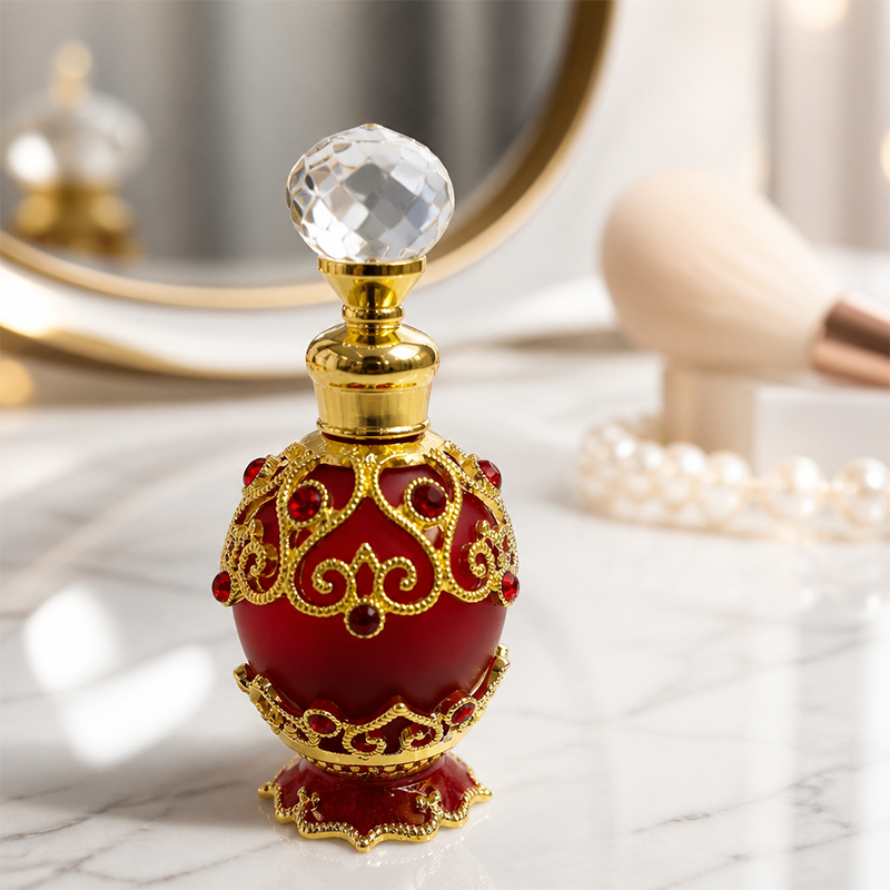 1pcs Crystal Perfume Essential Oil Bottle 15ml 4colors D9252   1pcs زجاجة الزيوت العطر الكريستال 15 مل اللون D9252