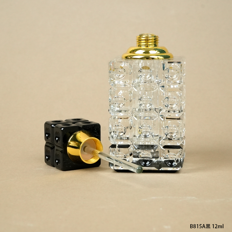 1pcs Crystal Perfume Essential Oil Bottle 12ml B815A-BLACK   1pcs كريستال عطر زجاجة الزيوت الأساسية 12ml B815A- أسود