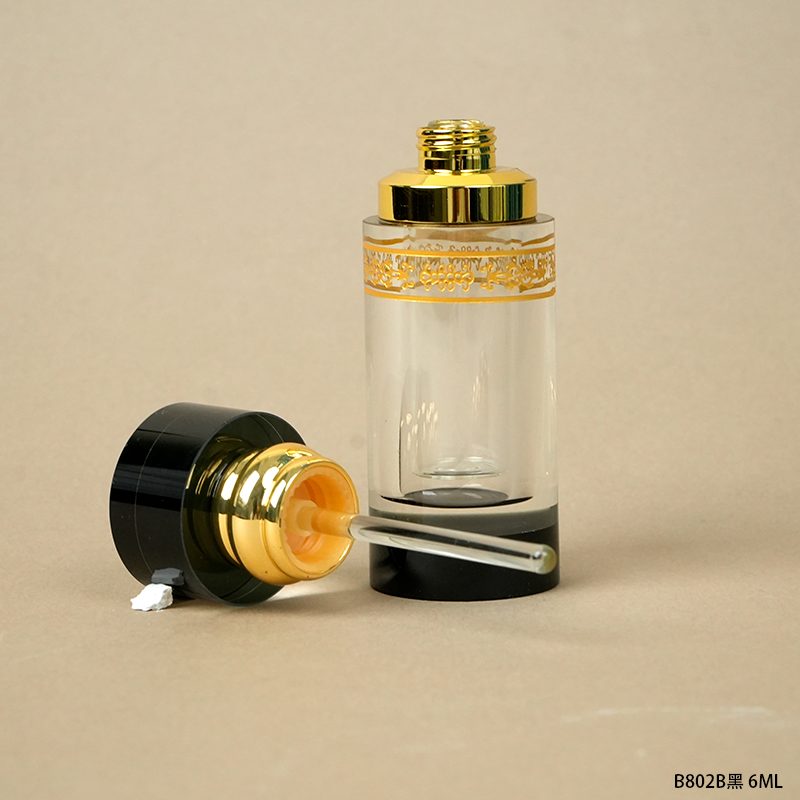 1pcs Crystal Perfume Essential Oil Bottle 6ml B802B-BLACK   1pcs كريستال عطر زجاجة الزيوت العطرية 6ml B802B- أسود