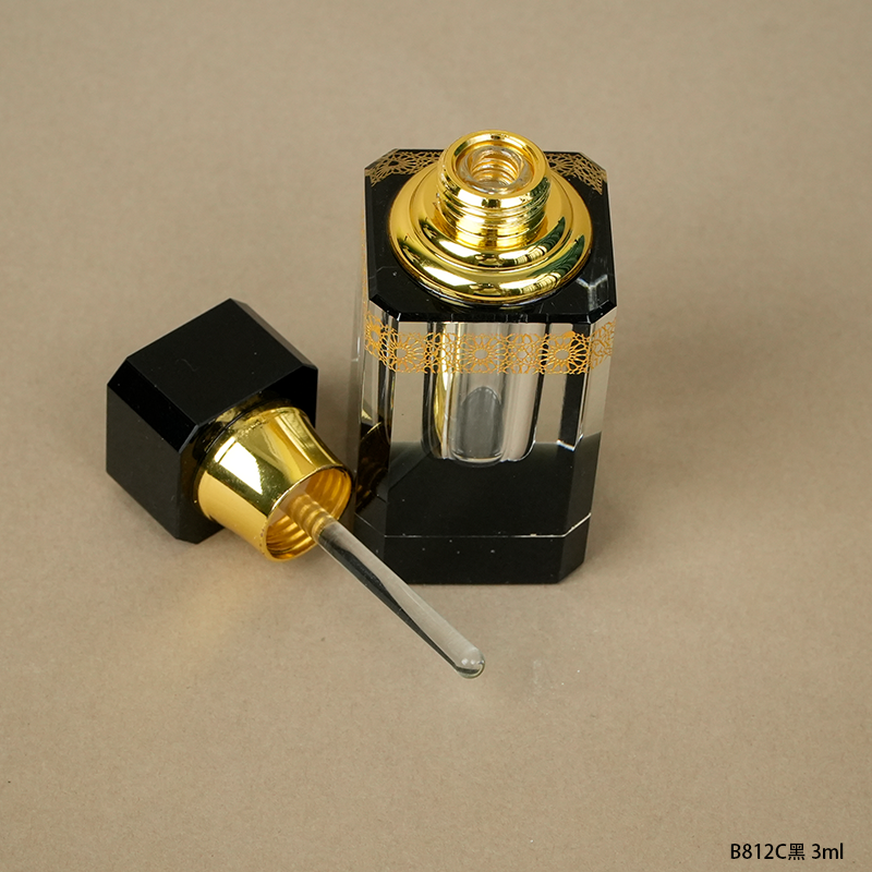 1pcs Crystal Perfume Essential Oil Bottle 3ml B812C-BLACK   1pcs زجاجة الزيوت العطر الكريستال 3ml B812C- أسود