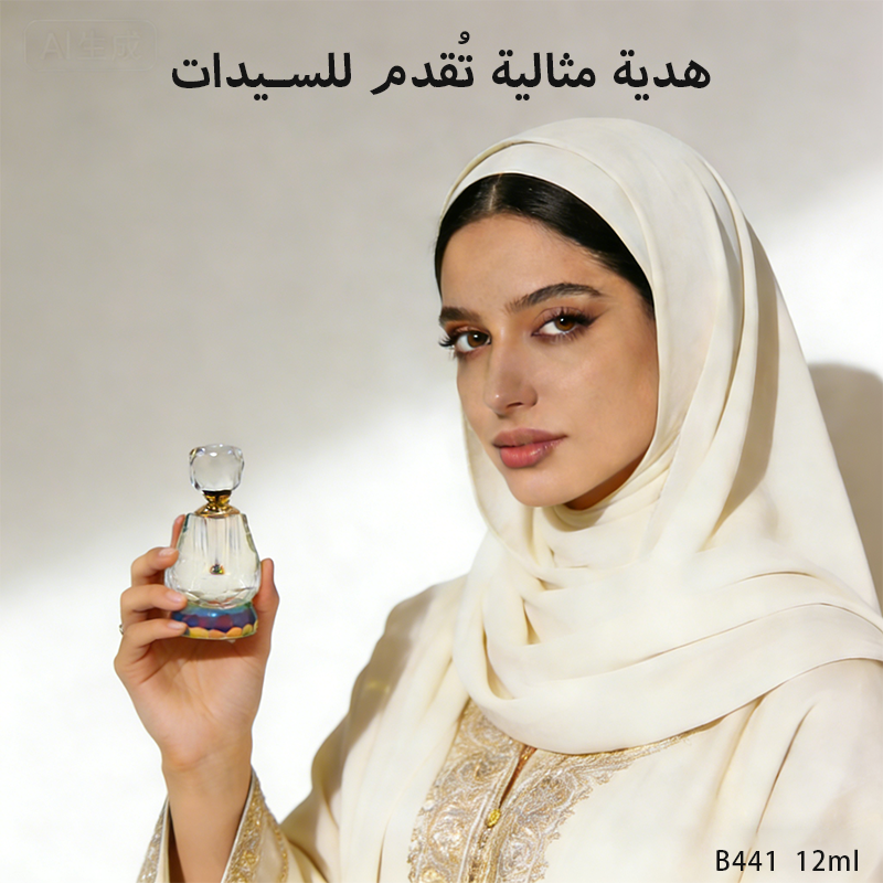 1pcs Crystal Perfume Essential Oil Bottle 12ml B441 زجاجة زيت كريستالية فارغة بسعة 12 مل، زجاجة عطور زيتية فارغة، زجاجة عطر زيت عطري قابلة لإعادة التعبئة، زجاجة زيت بسعة 12 مل.