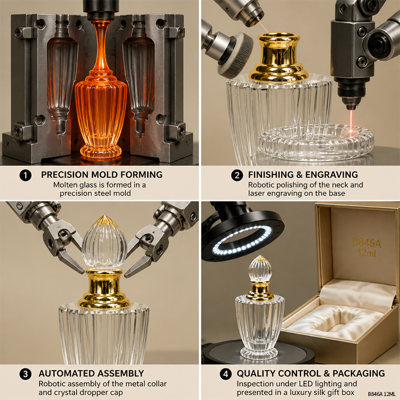 1pcs Crystal Perfume Essential Oil Bottle 12ml B846A  1pcs كريستال عطر زجاجة الزيوت الأساسية 12ml B846A