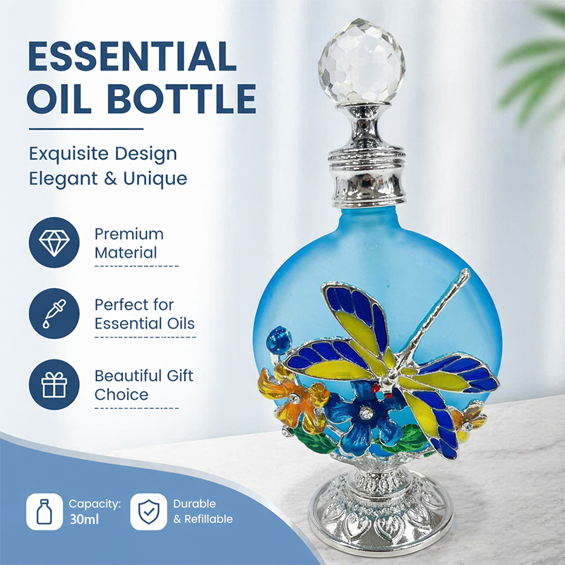 1pcs Crystal Perfume Essential Oil Bottle 30ml 4colors D9342   1pcs كريستال عطر زجاجة الزيوت الأساسية 30ml لون D9342