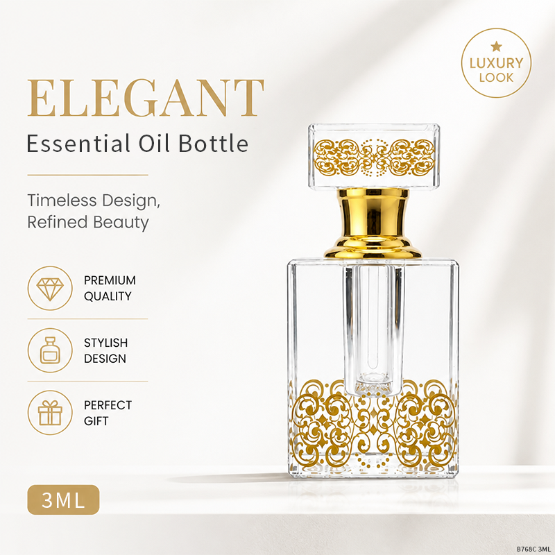 1pcs Crystal Perfume Essential Oil Bottle 3ml B768C زجاجة زيت كريستالية فارغة بسعة 3 مل، زجاجة عطور زيتية فارغة، زجاجة عطر زيتية قابلة لإعادة التعبئة، زجاجة زيت بسعة 3 مل.