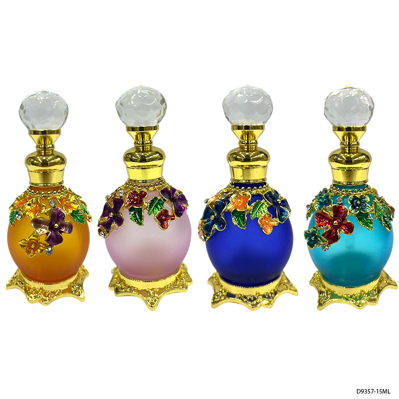 4pcs Crystal Perfume Essential Oil Bottle 15ml D9357   4pcs كريستال عطر زجاجة الزيوت الأساسية 15 مل D9357