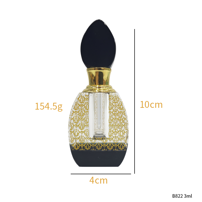 1pcs Crystal Perfume Essential Oil Bottle 3ml B822C زجاجة زيت كريستال فارغة، زجاجة عطور زيتية فارغة، زجاجة عطر فارغة قابلة لإعادة الملء من الزيت العطري، زجاجة زيت 3 مل