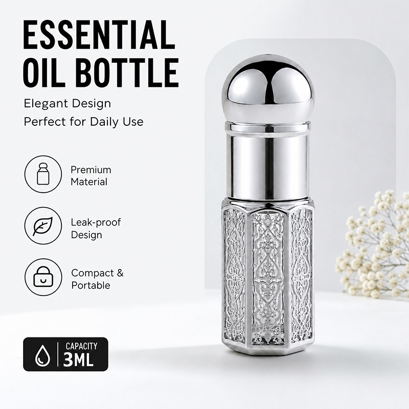 1pcs Crystal Perfume Essential Oil Bottle 3ml A153C-silver  1pcs كريستال عطر زجاجة الزيوت الأساسية 3ml A153C الفضة