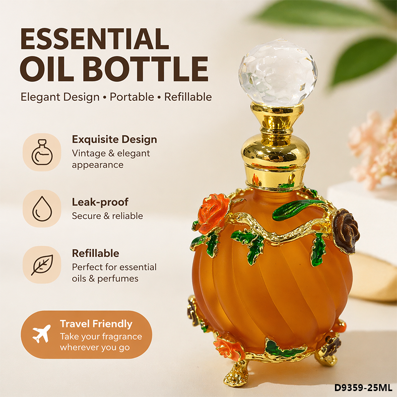 1pcs Crystal Perfume Essential Oil Bottle 25ml 4colors D9359   1pcs زجاجة النفط العطر الكريستال 25 مل اللون D9359