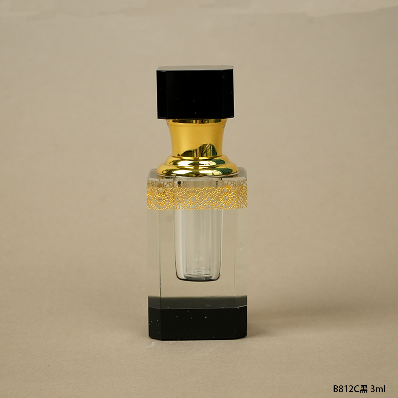 1pcs Crystal Perfume Essential Oil Bottle 3ml B812C-BLACK   1pcs زجاجة الزيوت العطر الكريستال 3ml B812C- أسود