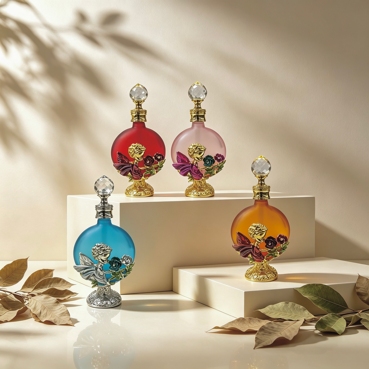 4pcs Crystal Perfume Essential Oil Bottle 30ml D9341   4pcs كريستال عطر زجاجة الزيوت الأساسية 30 مل D9341