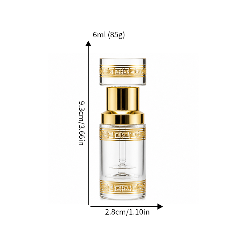 2pcs Crystal Essential Oil Bottle 3ml+6ml B786 زجاجة زيت كريستالية فارغة بسعة 6 مل، زجاجة عطور زيتية فارغة، زجاجة عطر زيتية قابلة لإعادة التعبئة، زجاجة زيت بسعة 6 مل.