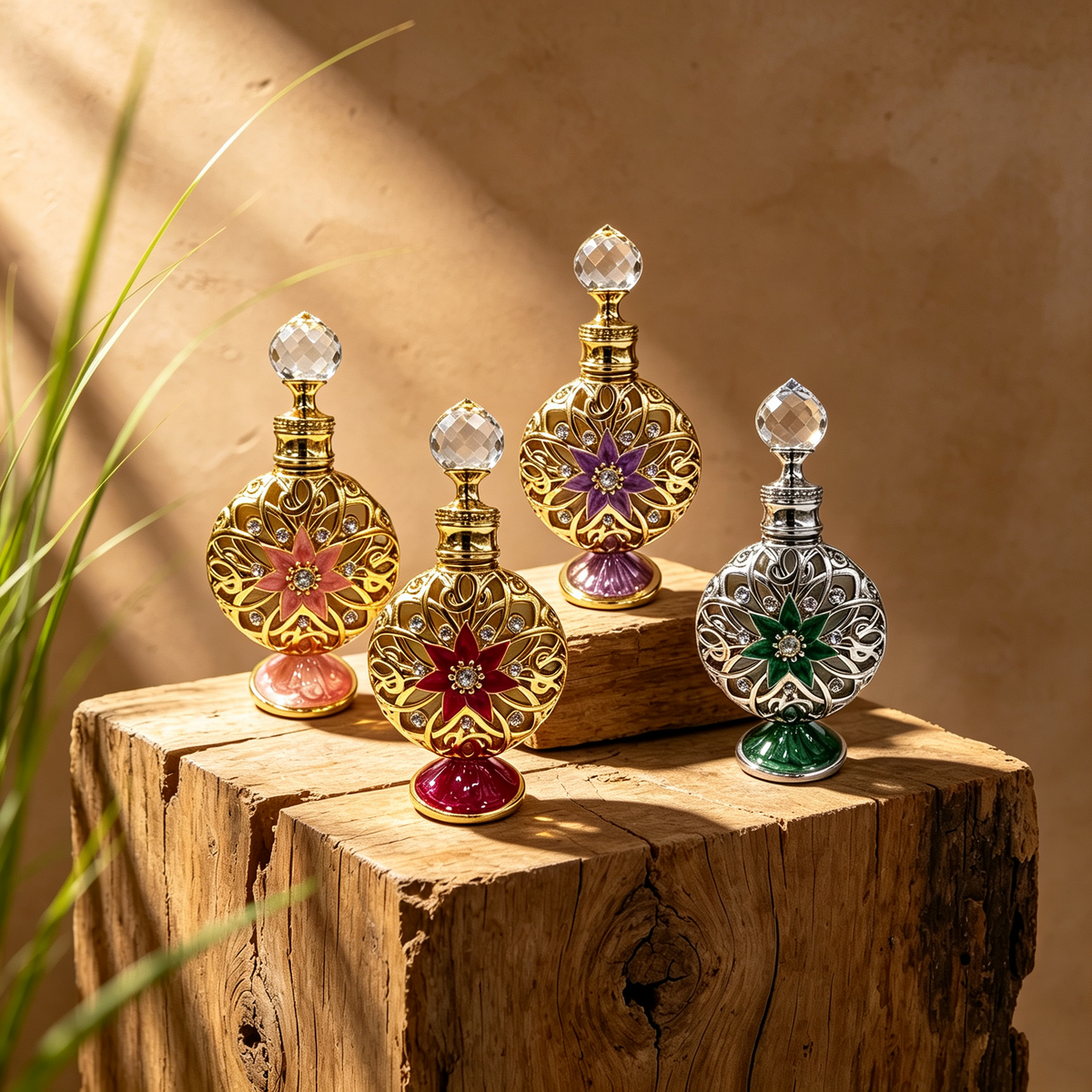 4pcs Crystal Perfume Essential Oil Bottle 10ml D9350   4pcs كريستال عطر زجاجة الزيوت العطرية 10 مل D9350
