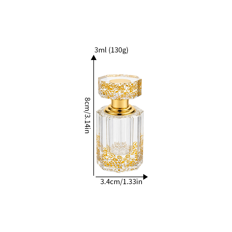 3pcs Crystal Essential Oil Bottle 3ml+6ml+12ml B826 زجاجة زيت كريستالية فارغة بسعة 12 مل، زجاجة عطور زيتية فارغة، زجاجة عطر زيت عطري قابلة لإعادة التعبئة، زجاجة زيت بسعة 12 مل.