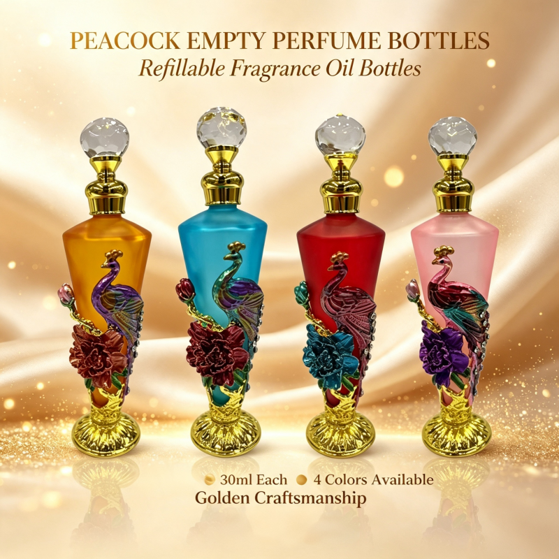 4pcs Crystal Perfume Essential Oil Bottle 30ml D9317   4pcs كريستال عطر زجاجة الزيوت الأساسية 30 مل D9317